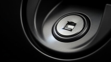 Close-up of a camera lens aperture with a black background.