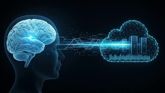 Human Brain Connecting to Cloud Storage.