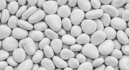 Smooth white stones arranged in a neat pile
