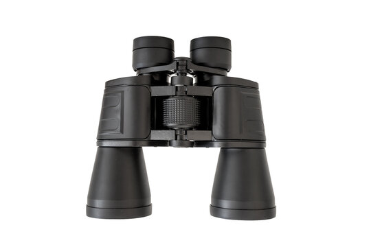 Black binoculars isolated  on transparent background.