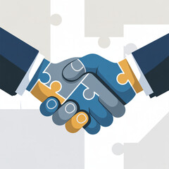 Puzzle Handshake Vector Illustration Symbolizing Business Partnership and Collaboration