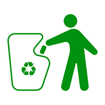 Recycle tidyman icon person throwing can into bin