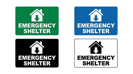 Emergency Shelter Sign - Natural Disaster Safe Location Vector