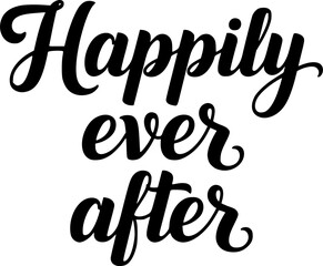 Fototapeta premium Happily ever after typography vector black silhouette print design 