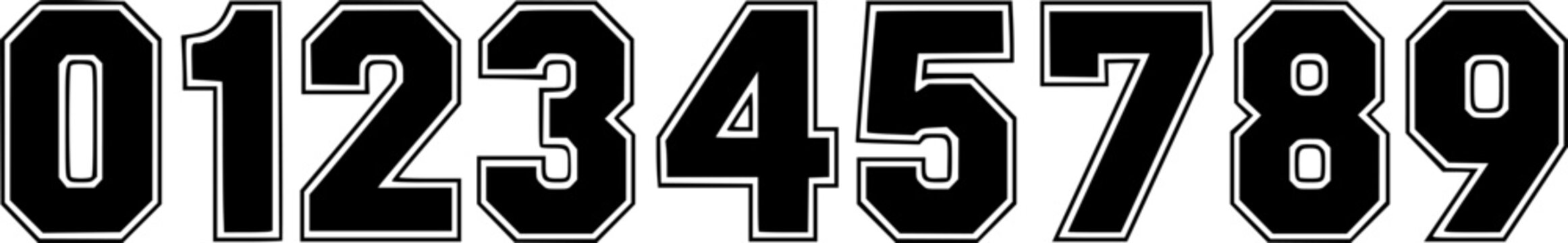 Sports jersey numbers bundle vector black silhouette print design
