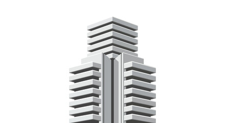 Architectural Design: A Modern Tower Building Isolated On White Background