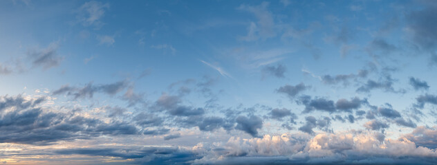Serene Blue Sky With Clouds at Dusk Over the Horizon – Cloudscape