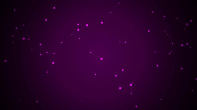 Abstract Purple Digital Plexus Network Connection Loop 4K, Futuristic purple digital biome interface featuring glowing connected nodes. Seamless 4K loop with magenta gradients.