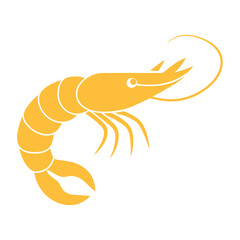 Premium Golden Shrimp Silhouette Vector Illustration for Seafood Logo, Restaurant Branding and Menu Design Isolated on White Background.