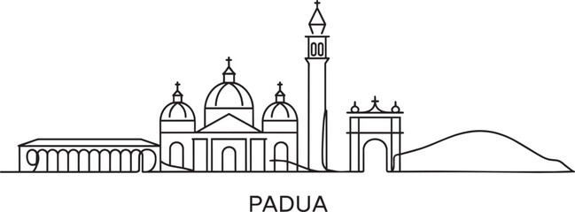 Padua italy city skyline vector illustration, linear style, line art concept, simple city background, minimal silhouette © lok0077