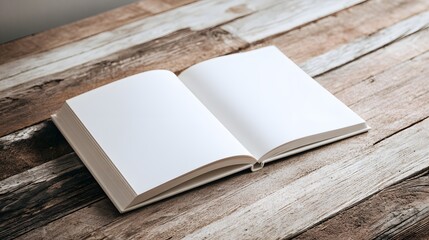 Fototapeta premium Open Blank Notebook on a Wooden Table with Soft light