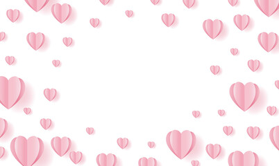 Valentines Day Border With Origami Hearst