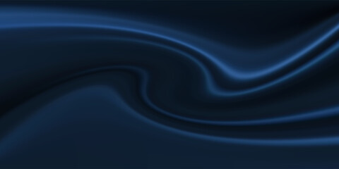 Fototapeta premium Abstract blue black background. Navy blue silk satin texture background. Beautiful soft wavy folds on shiny fabric. Dark elegant background for your design.