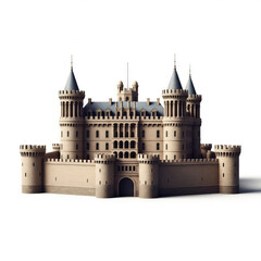 Obraz premium Medieval castle model in brown tones with detailed architecture 