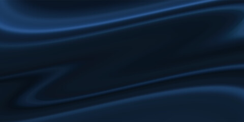 Abstract blue black background. Navy blue silk satin texture background. Beautiful soft wavy folds on shiny fabric. Dark elegant background for your design.