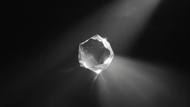 Shining faceted crystal gem illuminating on dark background, luxury and wealth concept