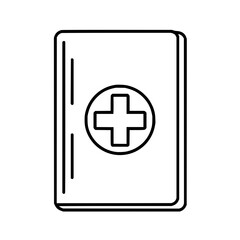 Obraz premium Medical Book Icon with Cross Symbol