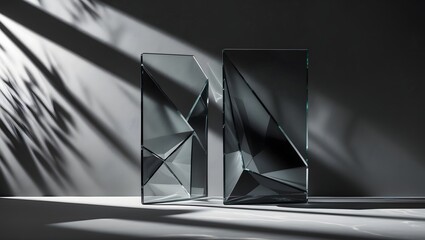Naklejka premium Abstract Black and White Geometric Shapes Background 