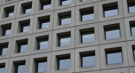 Modern Office Building Facade with Repetitive Window Pattern