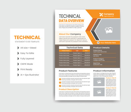 Technical Data Sheet Flyer Template Design