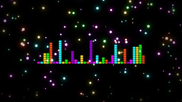 Retro 8-Bit Pixel Art Audio Equalizer Overlay Loop Alpha Channel 4K, Blocky pixel art equalizer bars reacting to music with a transparent background Seamless Loop ProRes 4444.