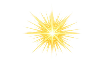Obraz premium Golden transparent light effect creating a sparkling starburst with radiating yellow rays and glowing particles