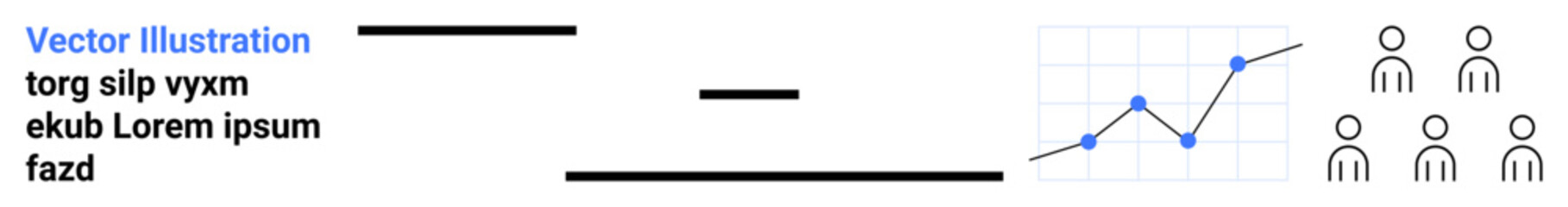 Obraz premium Data analytics, business statistics, demographics, employee performance, organizational growth, and market research. A line chart and group of people icons. Data analytics and business statistics