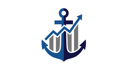 Boosting Business: Anchor and Charts Symbolize Growth, Stability, And Financial Success
