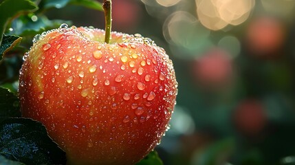Fresh apples studio macro with dew drops picture