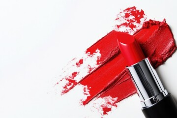 Red lipstick isolated on white background