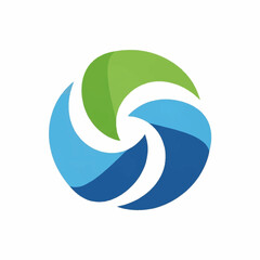 Abstract Swirl Logo Design with Green and Blue Tones.