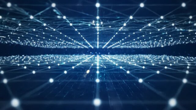 Digital blue background with dots and lines. Big data visualization. Network connection structure. 3D rendering.