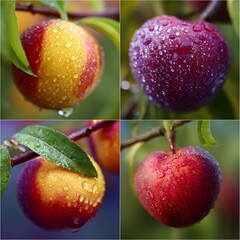 Nectarine colorful ripe fruit natural moisture macro image