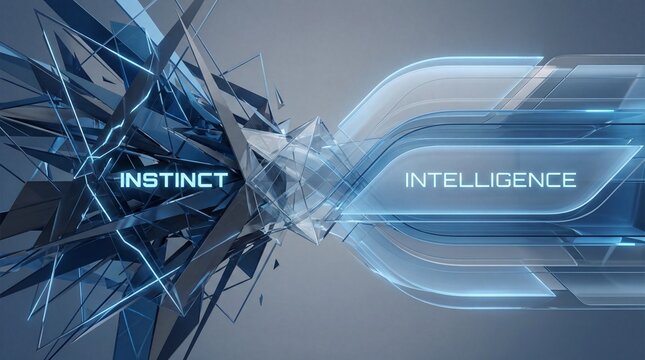 A futuristic abstract design with instinct and intelligence concepts in blue tones