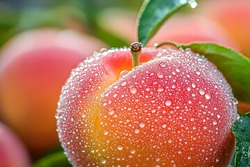 Nectarine organic stone fruit with dew drops image