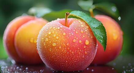 Nectarine sweet fresh fruit glistening water drops picture