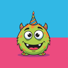 Fototapeta premium A playful, colorful pattern of cute cartoon monsters with one or multiple eyes and varied expressions fills the frame, creating a whimsical and cheerful design.
