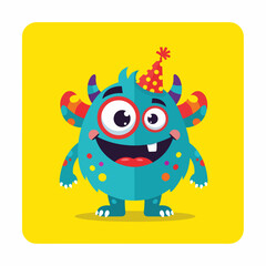 Fototapeta premium Funny Green Cartoon Party Monster