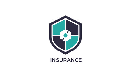 Obraz premium Conceptual Insurance Logo with Shield in Modern Minimalist Design Style for Risk Control or