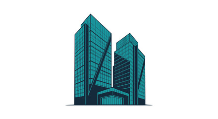 Contemporary Architectural Illustration Representing Modern Business Towers in a Cityscape