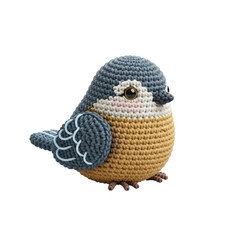 Fototapeta premium Crochet Bird: A charming handmade crochet bird, featuring intricate stitchwork and soft textures, perfect for a cozy, handcrafted aesthetic.