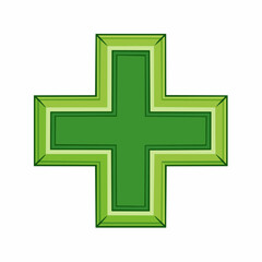 Fototapeta premium Vibrant Green Medical Cross Symbol Representing Health, Pharmacy, and First Aid, Ideal for Healthcare, Wellness, and Emergency Services
