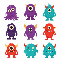 Fototapeta premium Group of cute and funny monsters
