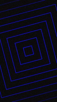 Abstract Geometric Tunnel of Repeating Glowing Blue Autowave Lines Expanding Outward, Motion Background