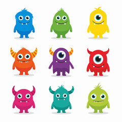 Cartoon monsters illustration set