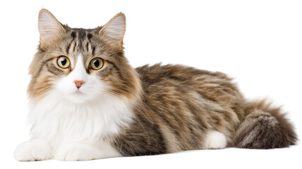 Fototapeta premium Calm Senior Cat with Confident Expression on White Background