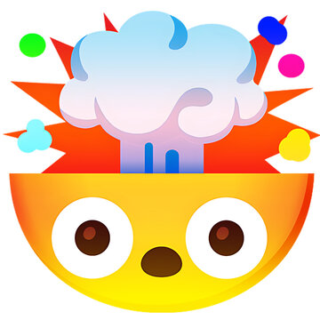Exploding Mind Emoji Illustration with Colorful Abstract Shapes
