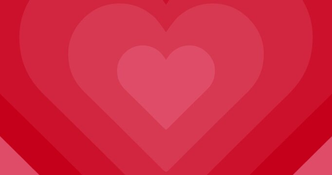 Moving hypnotic red Heart in fast motion. Seamless Psychedelic hearts for Valentines day concept. The 14th of February.