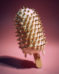 Spiked Ice Cream: A Bold Fusion of Sweetness and Edgy Style on Pink Backdrop