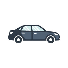 Naklejka premium Simple dark grey sedan car on white background
